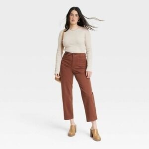 Women's High-Rise Barrel Leg Pants Universal‎ Thread Brown 2 Short